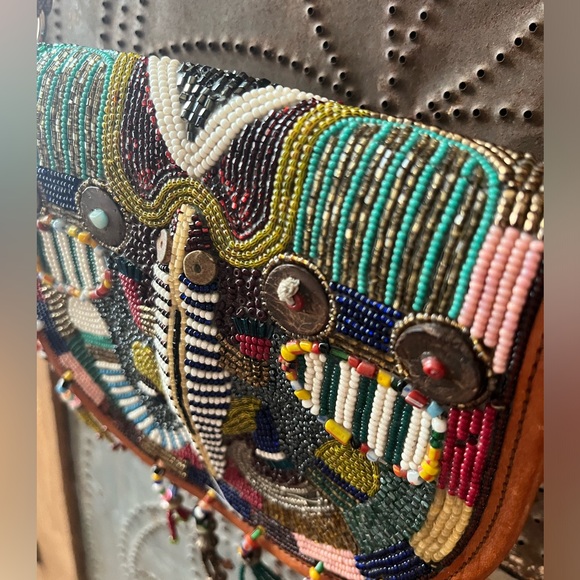 Beaded leather bag! Boho crossbody bag! This bag is unreal!!!! - Picture 3 of 7